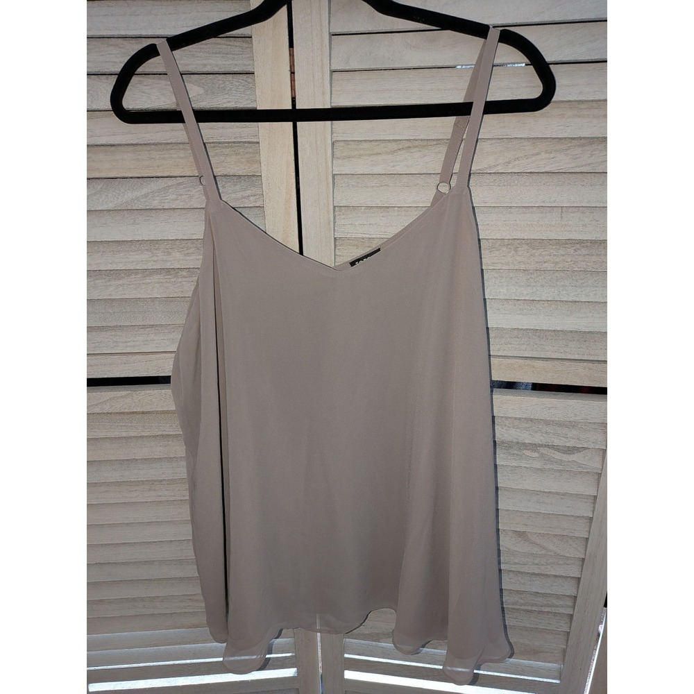 Torrid Sophie Cami Tank Top Taupe Chiffon V-Neck Double Layer Size 1X  Plus size